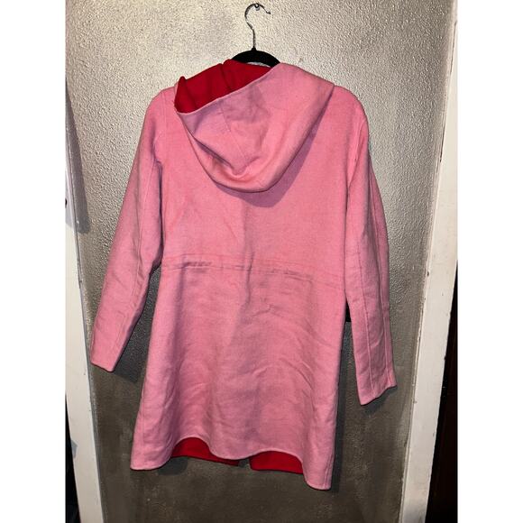 Desigual  Lenzy Winter Barbie Fun Playful Pink Red Wool Reversible Hoodie Coat - Picture 7 of 14